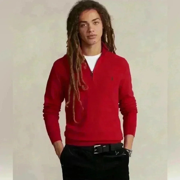 Polo Ralph Lauren Mesh-Knit Cotton Quarter-Zip Sweater
red color  youth (18/20) - Picture 1 of 2